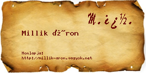 Millik Áron névjegykártya